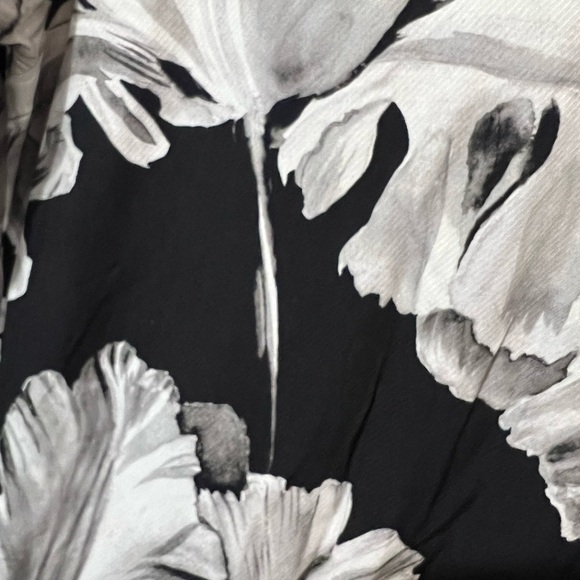 H&M Midi Dress Floral Printed Long Sleeves Viscose Women's Small Black Brand New - Picture 7 of 11